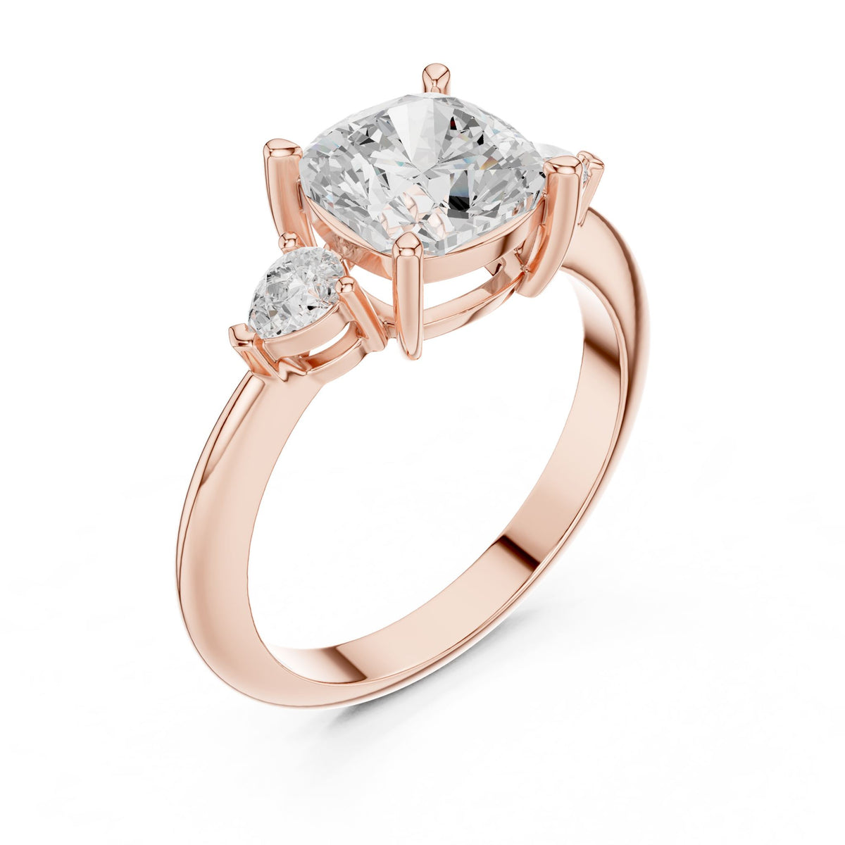 Cushion Three Stone Lab Grown Diamond Engagement Ring