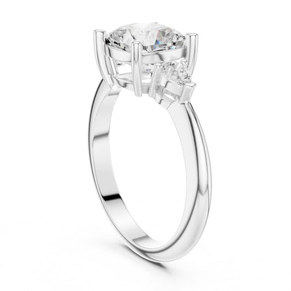 Cushion Three Stone Lab Grown Diamond Engagement Ring