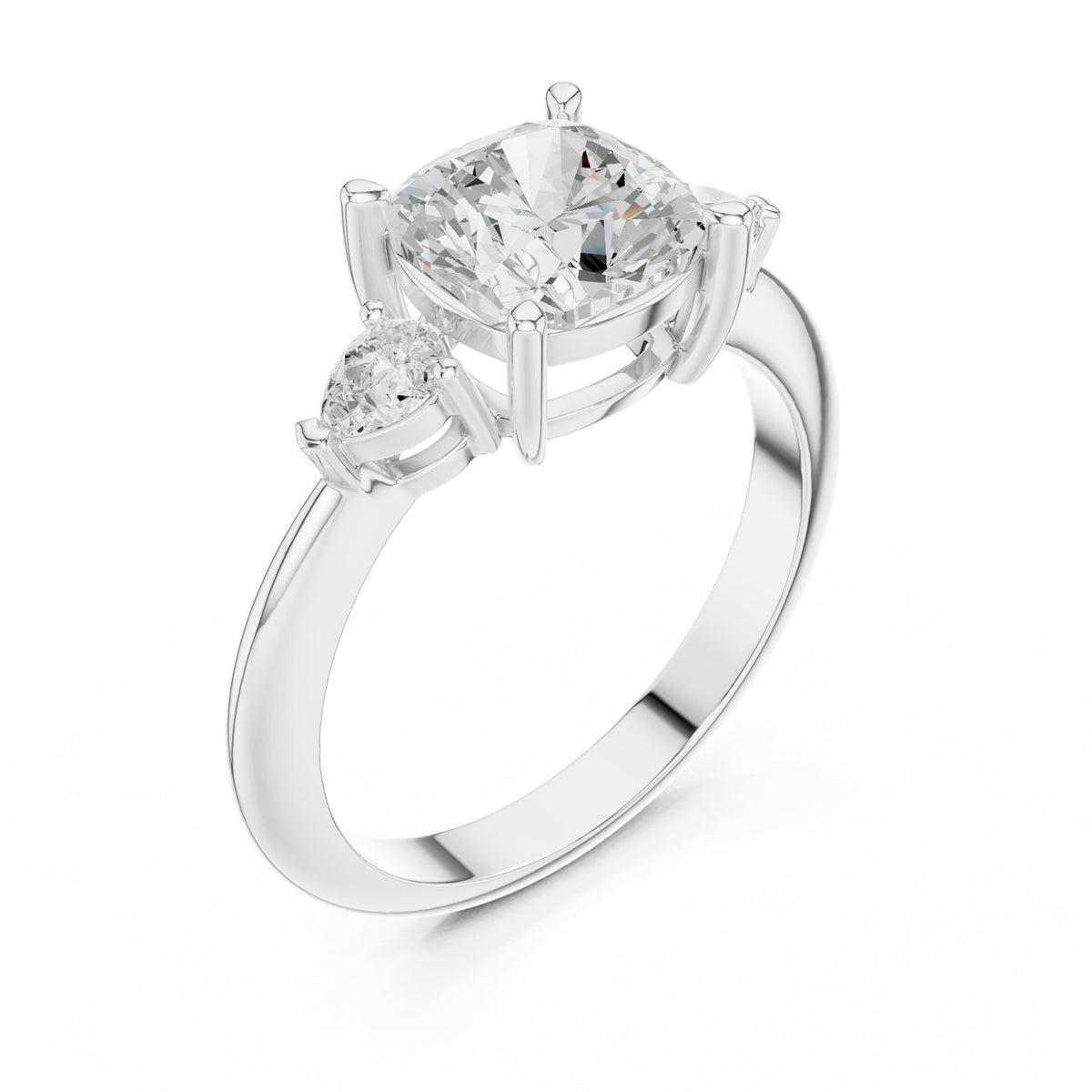 Cushion Three Stone Lab Grown Diamond Engagement Ring