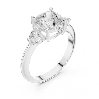 Cushion Three Stone Lab Grown Diamond Engagement Ring