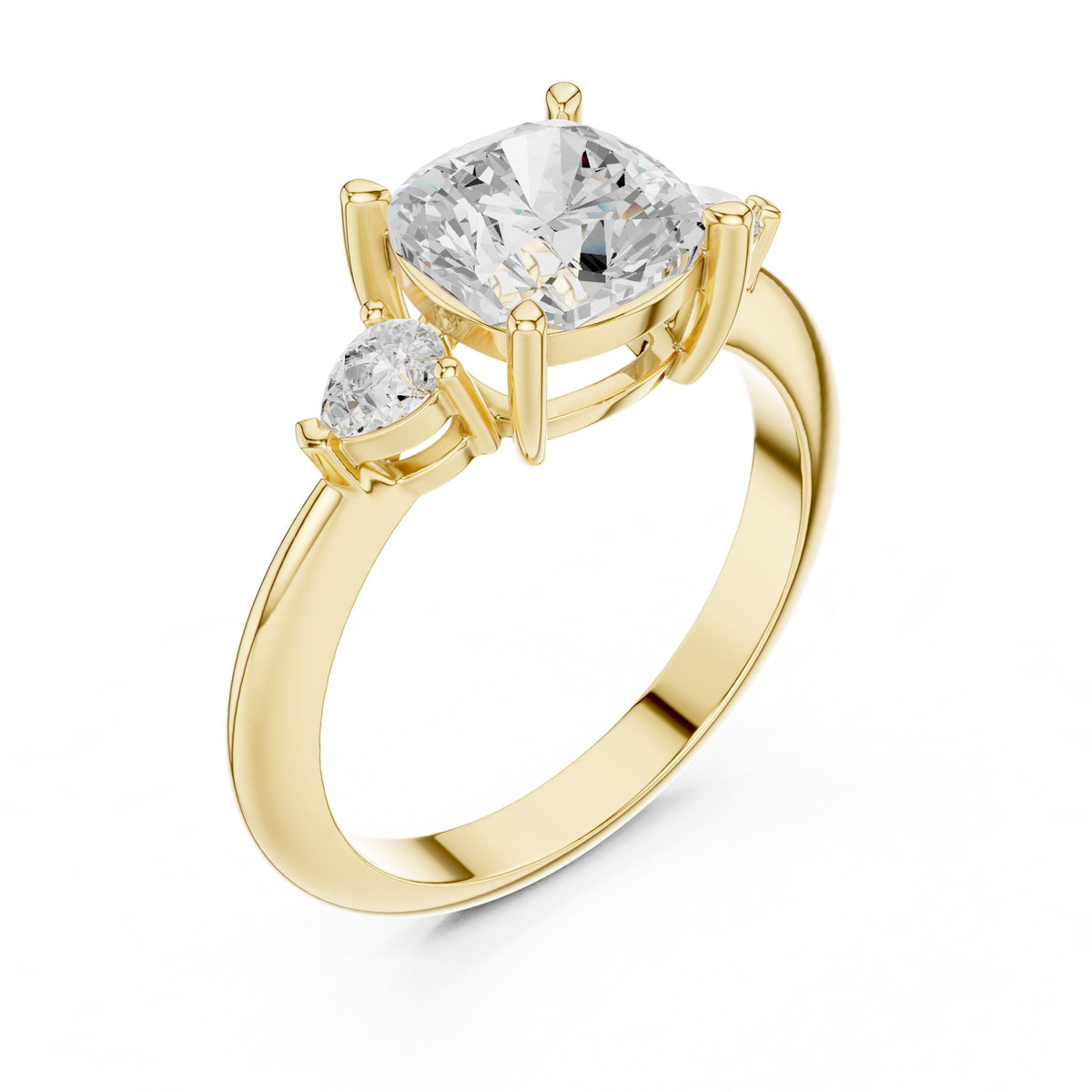 Cushion Three Stone Lab Grown Diamond Engagement Ring