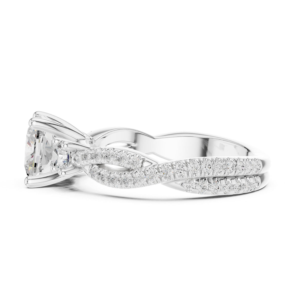 Cushion Three Stone Lab Grown Diamond Engagement Ring