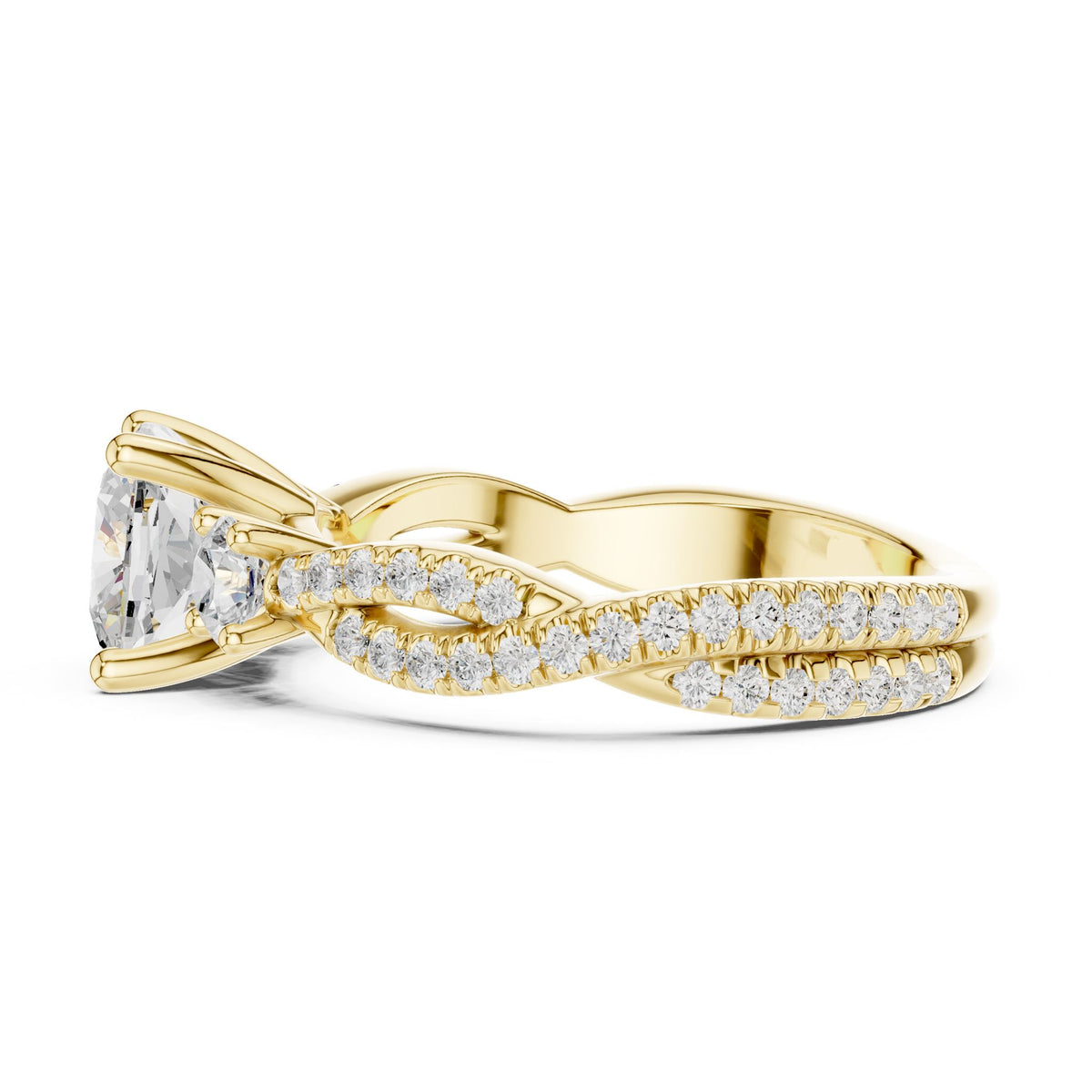 Cushion Three Stone Lab Grown Diamond Engagement Ring