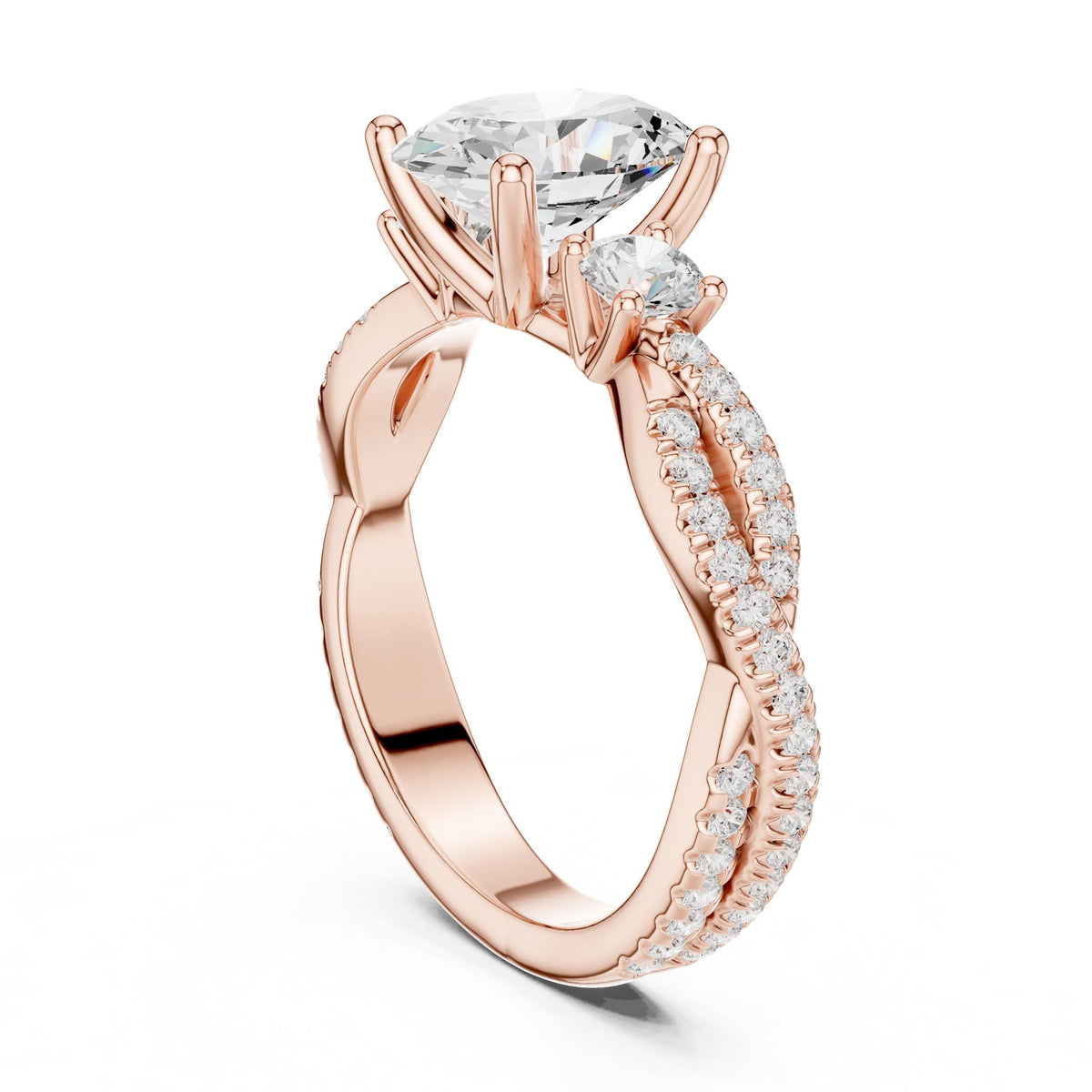 Cushion Three Stone Lab Grown Diamond Engagement Ring