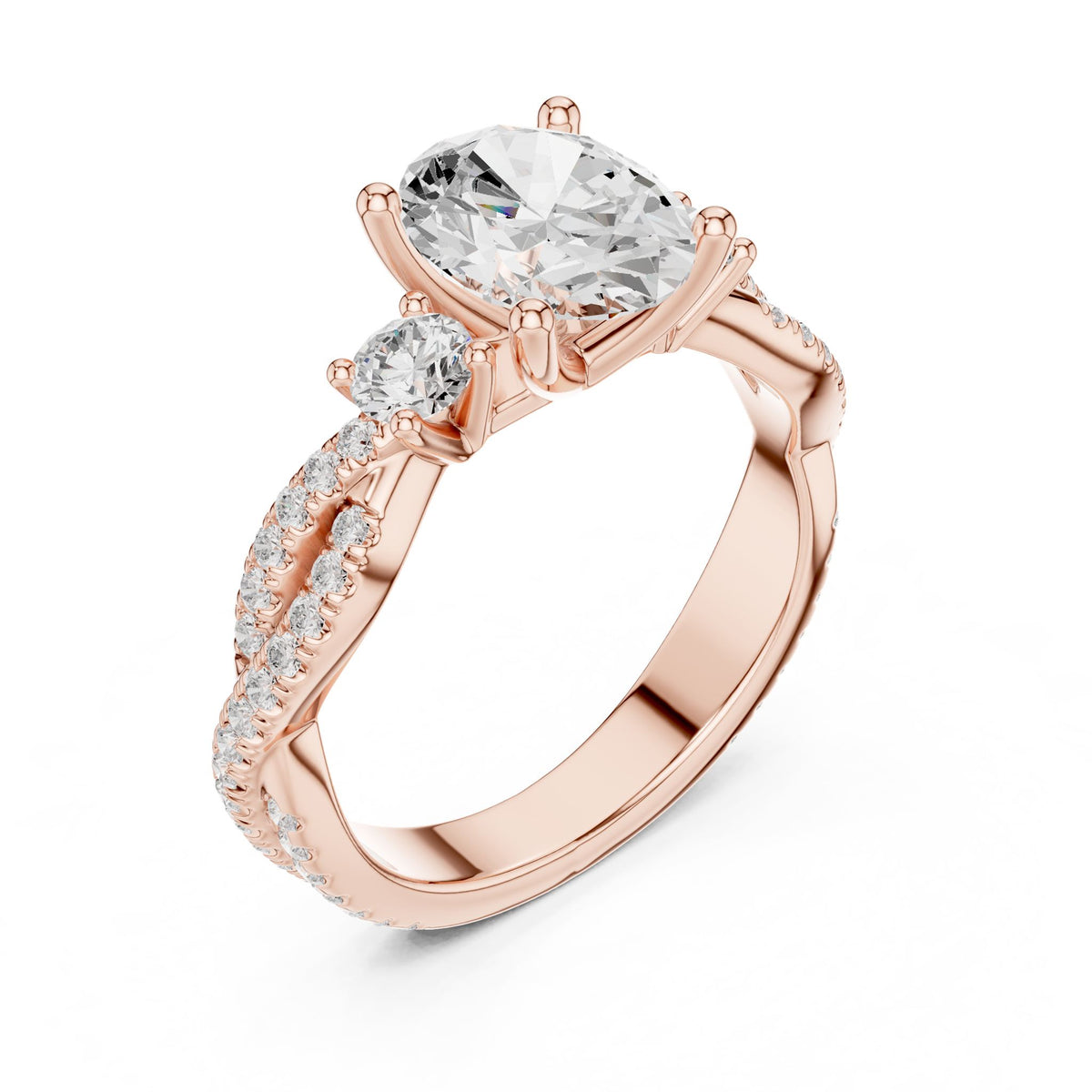 Cushion Three Stone Lab Grown Diamond Engagement Ring
