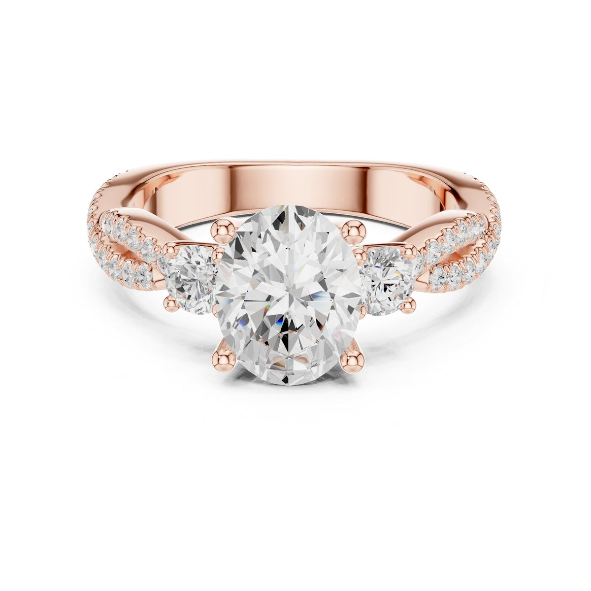 Cushion Three Stone Lab Grown Diamond Engagement Ring