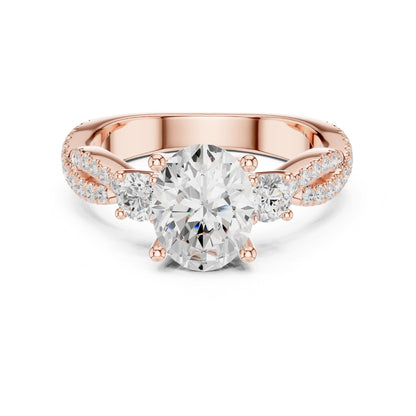 Cushion Three Stone Lab Grown Diamond Engagement Ring