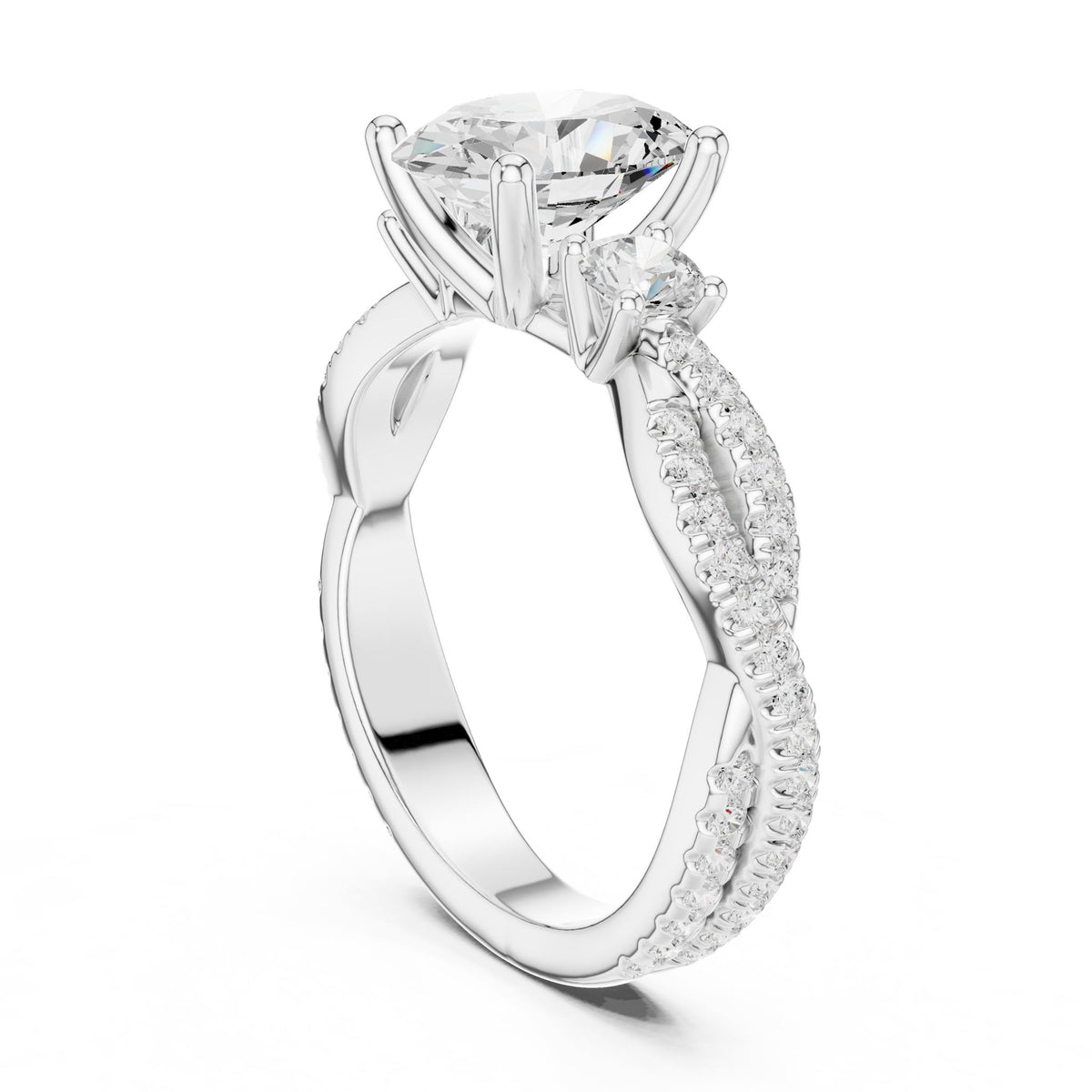 Cushion Three Stone Lab Grown Diamond Engagement Ring
