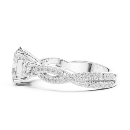 Cushion Three Stone Lab Grown Diamond Engagement Ring