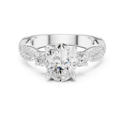 Cushion Three Stone Lab Grown Diamond Engagement Ring