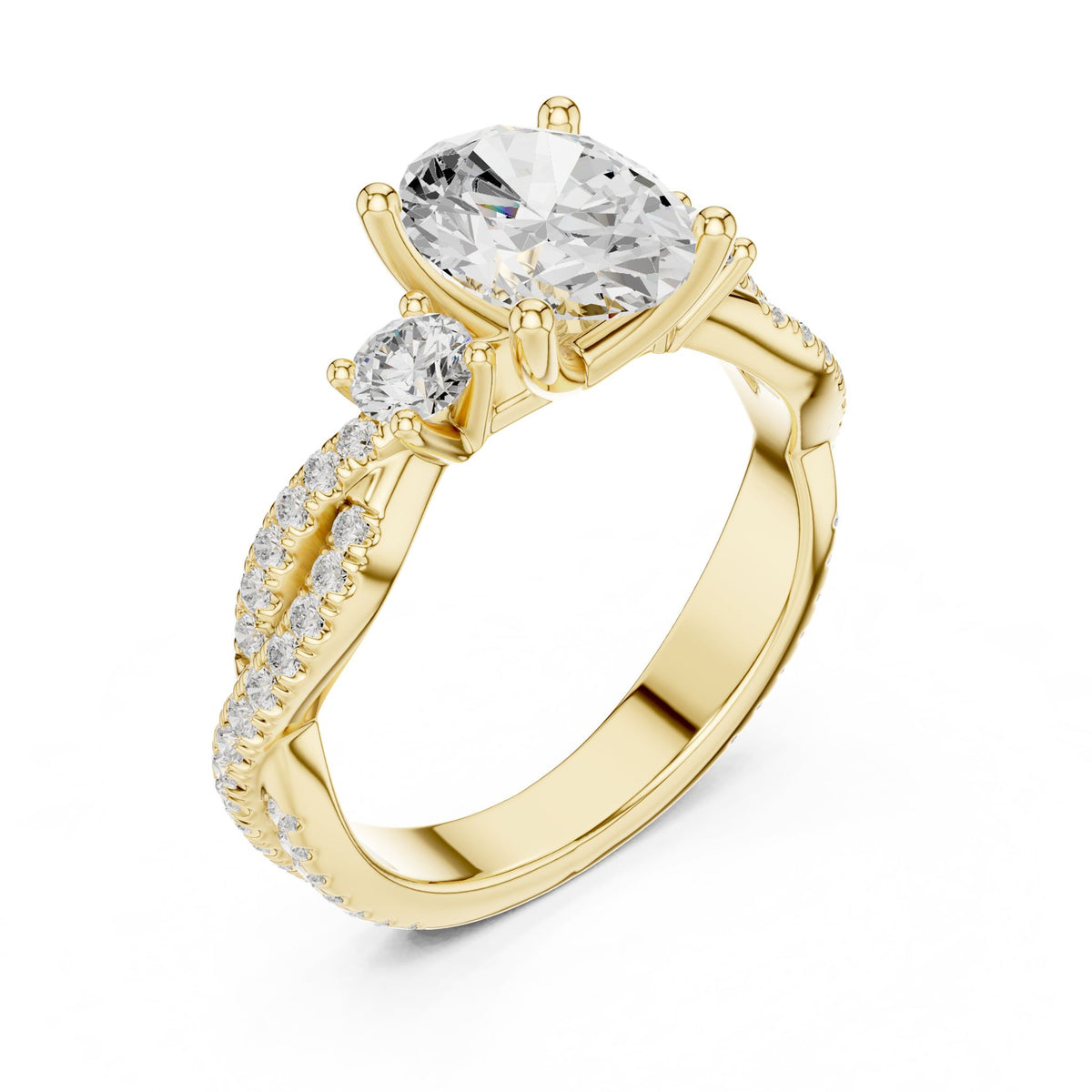 Cushion Three Stone Lab Grown Diamond Engagement Ring