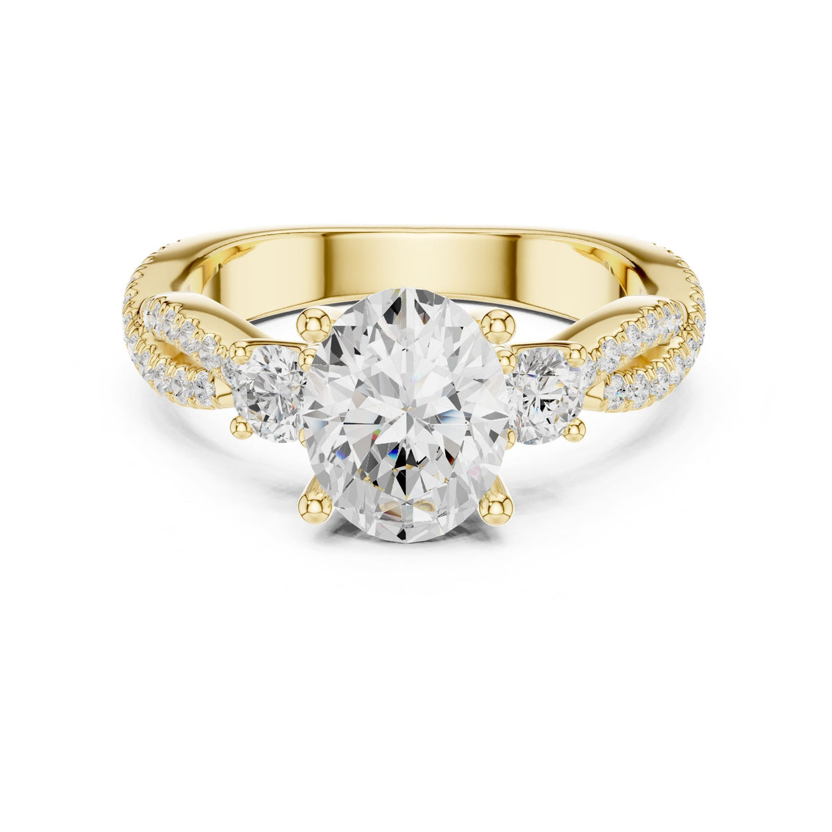 Cushion Three Stone Lab Grown Diamond Engagement Ring
