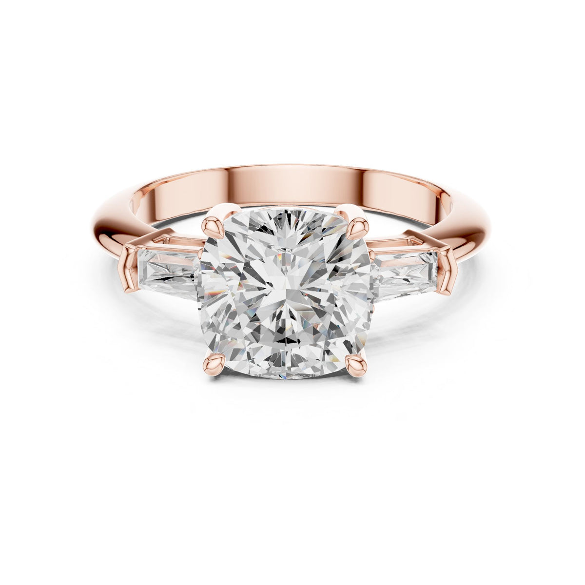 Cushion Three Stone Lab Grown Diamond Engagement Ring