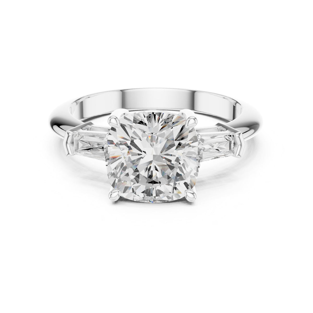 Cushion Three Stone Lab Grown Diamond Engagement Ring