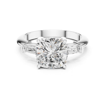 Cushion Three Stone Lab Grown Diamond Engagement Ring
