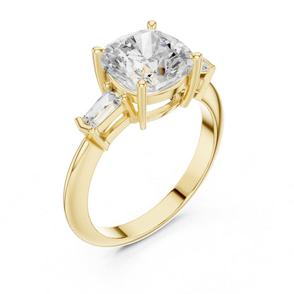 Cushion Three Stone Lab Grown Diamond Engagement Ring