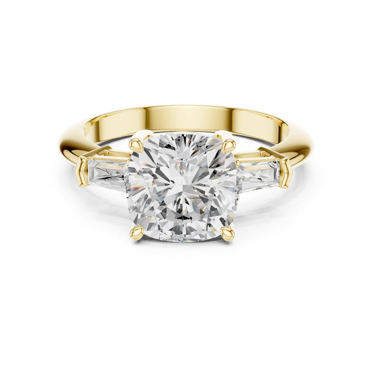 Cushion Three Stone Lab Grown Diamond Engagement Ring