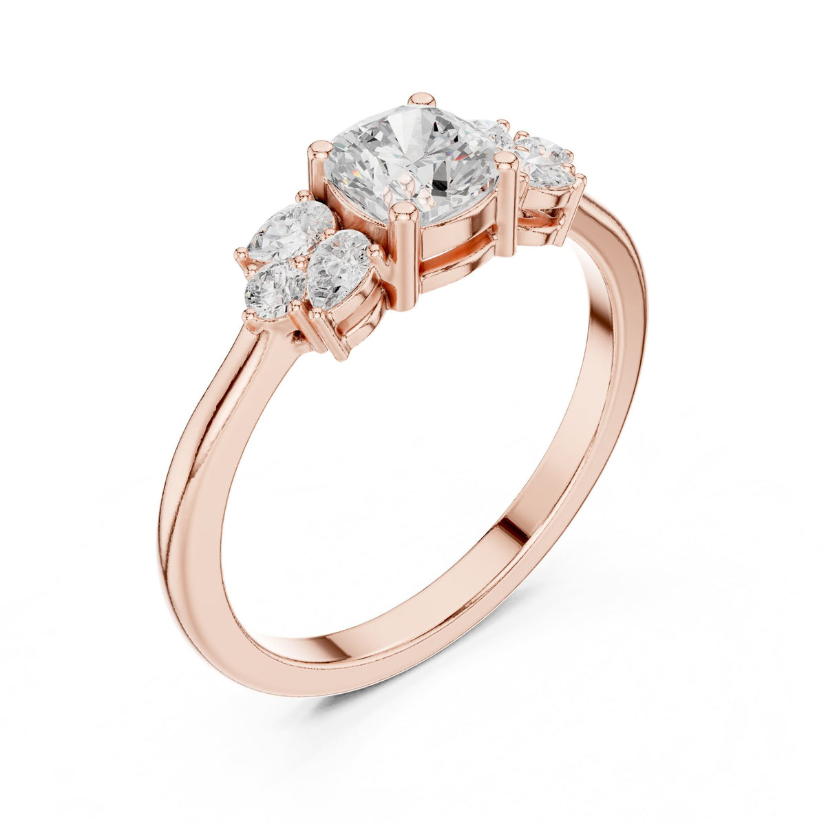 Cushion Three Stone Lab Grown Diamond Engagement Ring