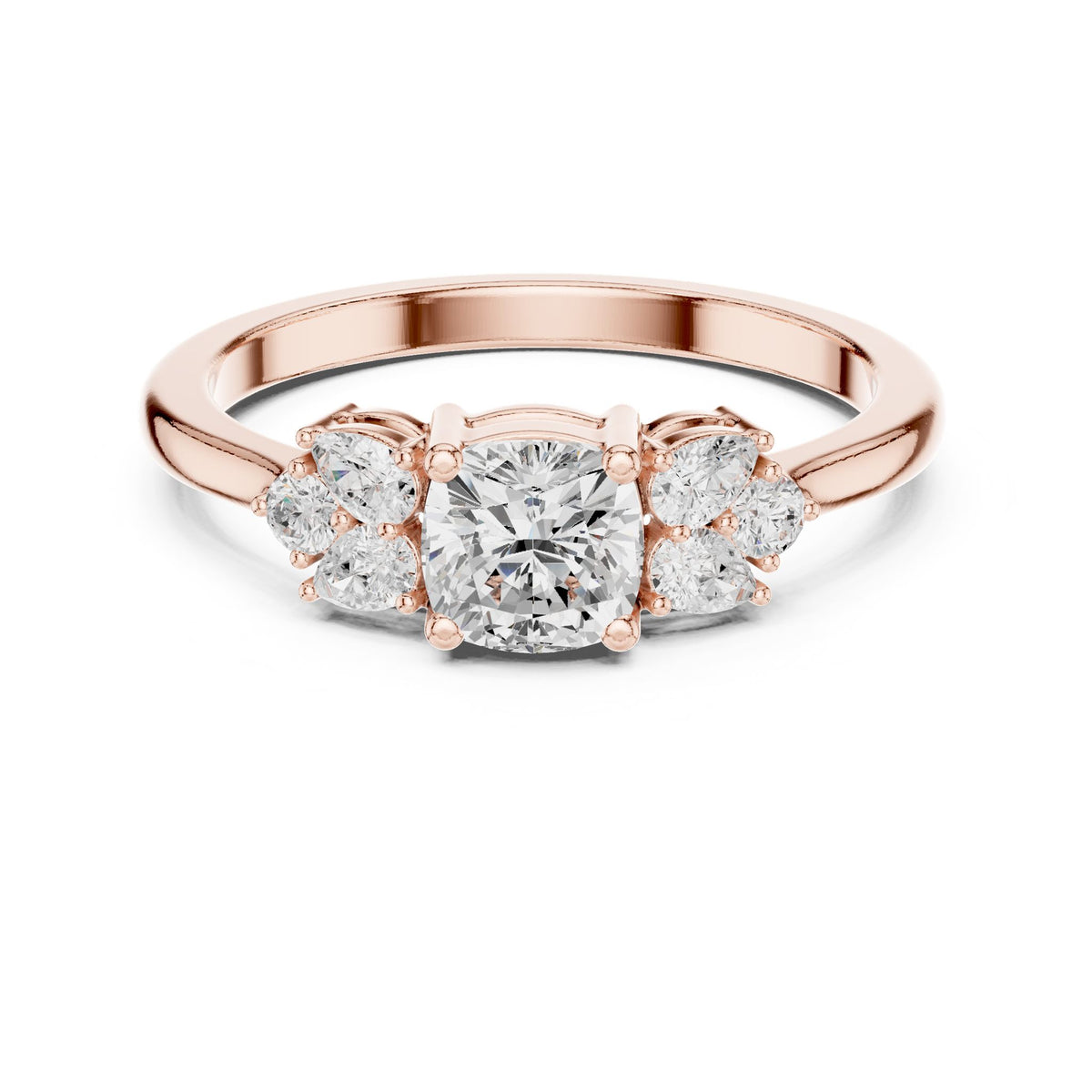Cushion Three Stone Lab Grown Diamond Engagement Ring
