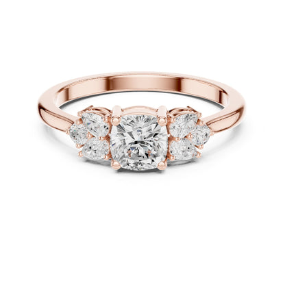 Cushion Three Stone Lab Grown Diamond Engagement Ring