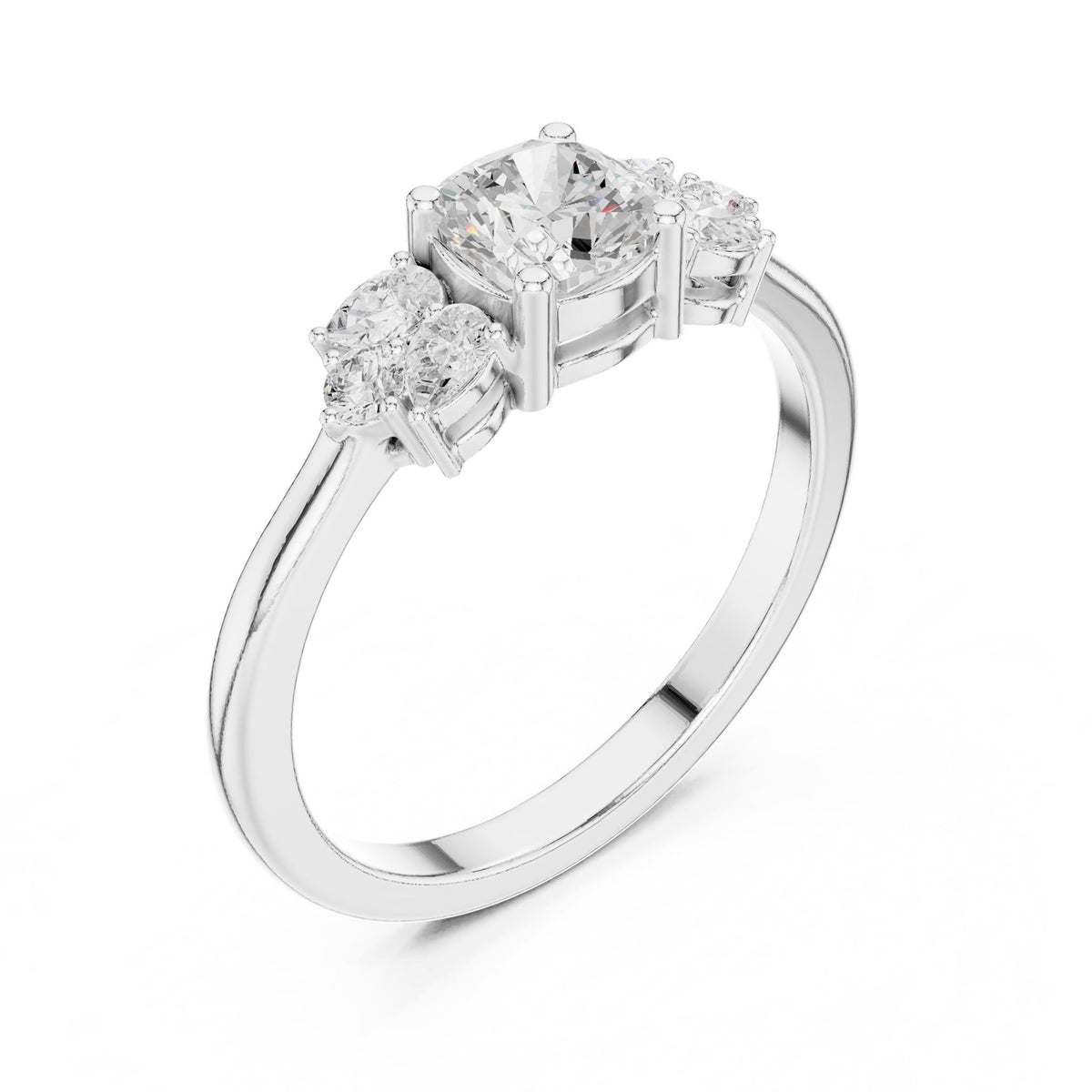 Cushion Three Stone Lab Grown Diamond Engagement Ring