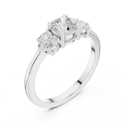 Cushion Three Stone Lab Grown Diamond Engagement Ring
