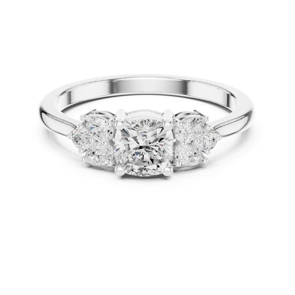 Cushion Three Stone Lab Grown Diamond Engagement Ring