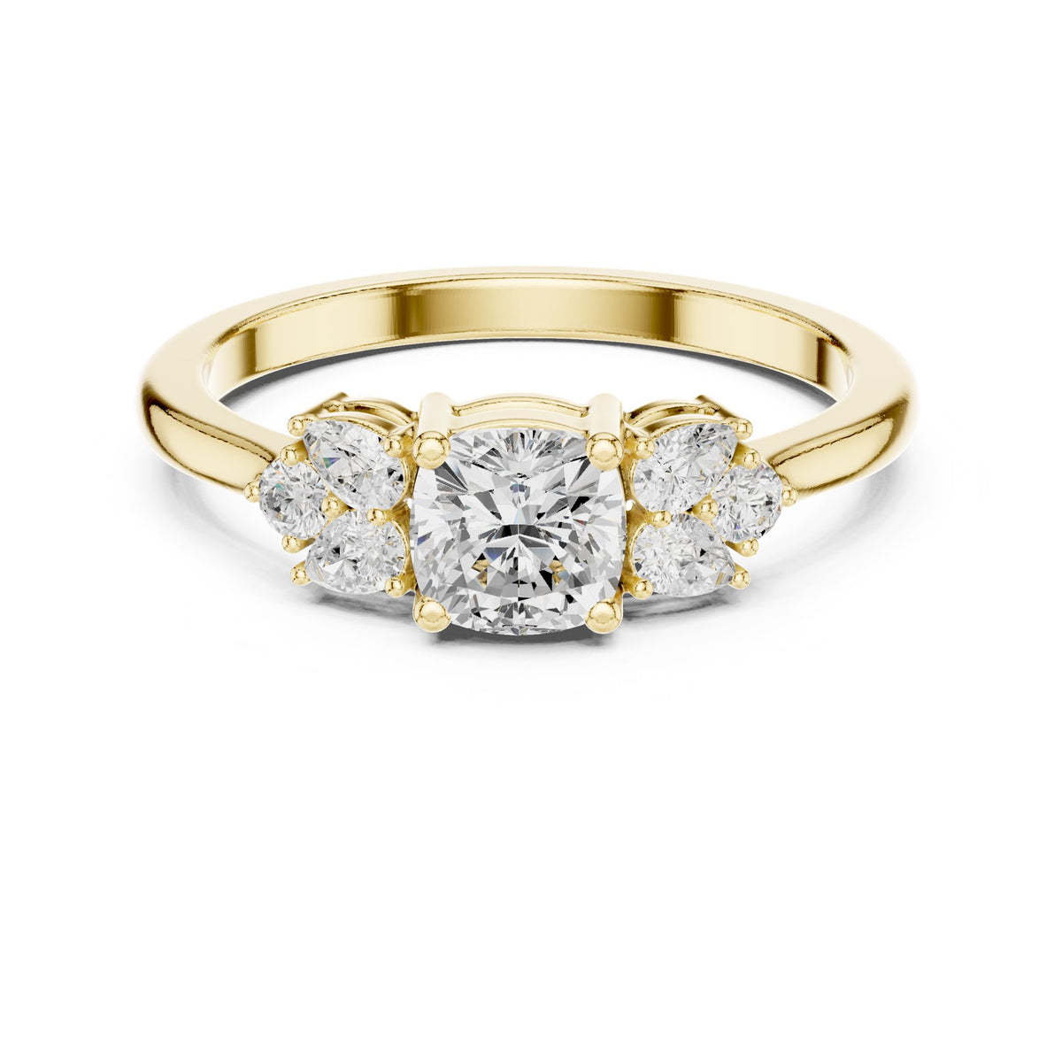 Cushion Three Stone Lab Grown Diamond Engagement Ring
