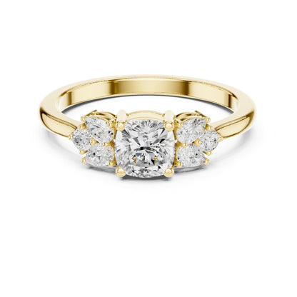 Cushion Three Stone Lab Grown Diamond Engagement Ring