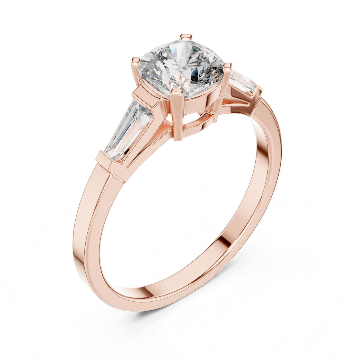 Cushion Three Stone Lab Grown Diamond Engagement Ring