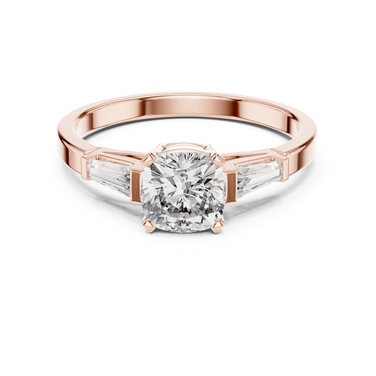 Cushion Three Stone Lab Grown Diamond Engagement Ring