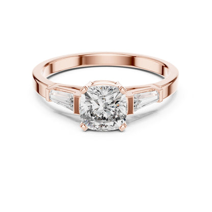 Cushion Three Stone Lab Grown Diamond Engagement Ring