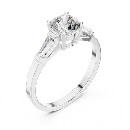 Cushion Three Stone Lab Grown Diamond Engagement Ring