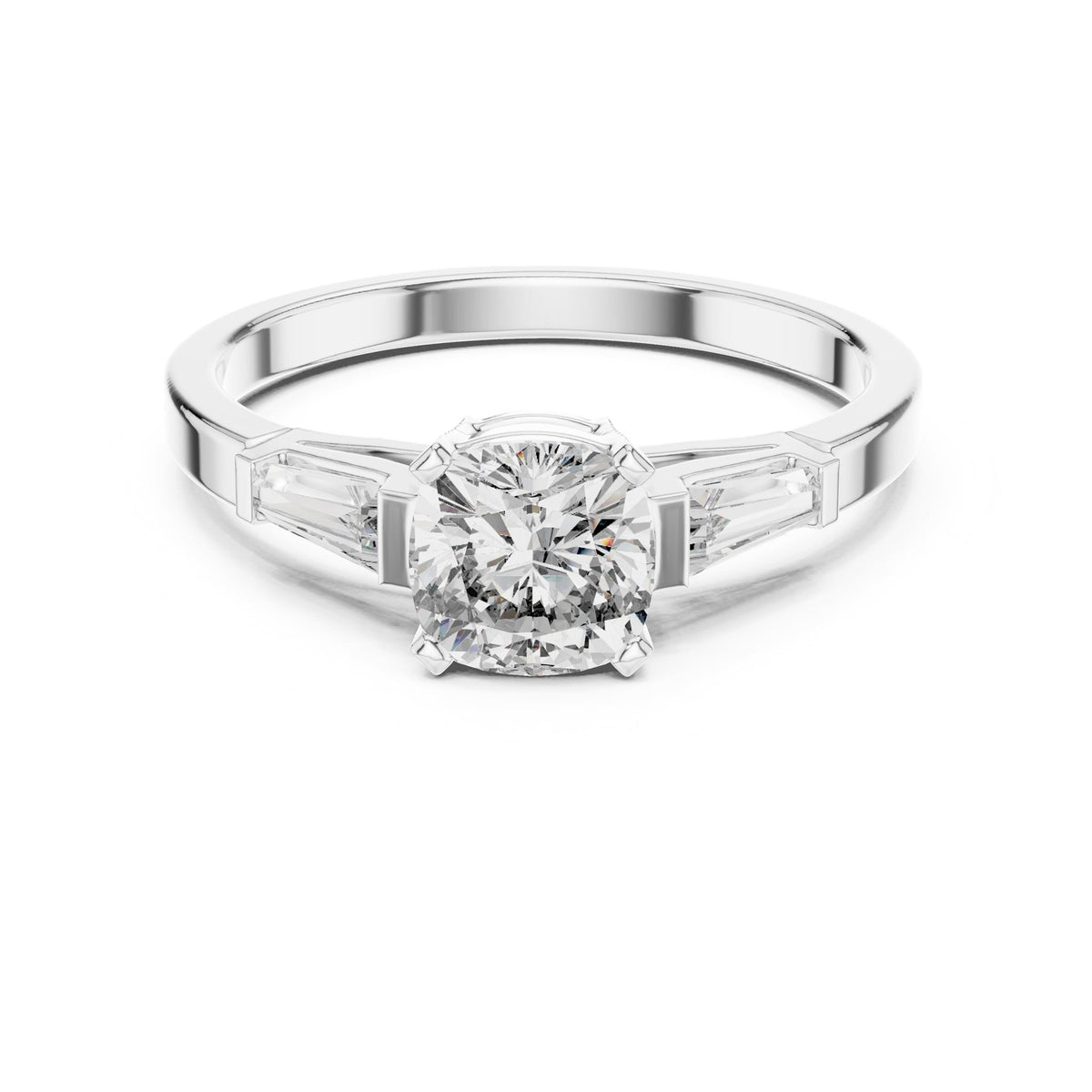 Cushion Three Stone Lab Grown Diamond Engagement Ring