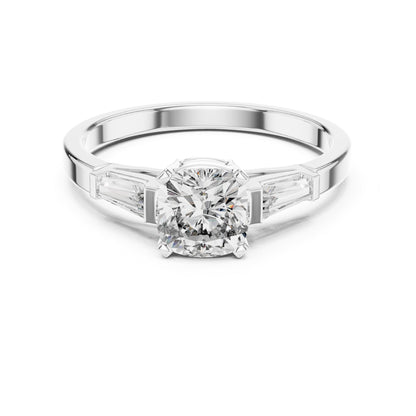 Cushion Three Stone Lab Grown Diamond Engagement Ring