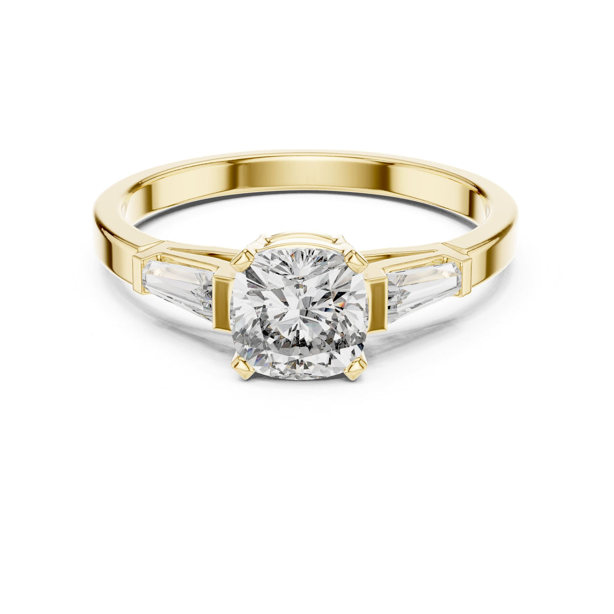 Cushion Three Stone Lab Grown Diamond Engagement Ring