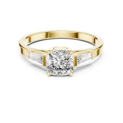Cushion Three Stone Lab Grown Diamond Engagement Ring