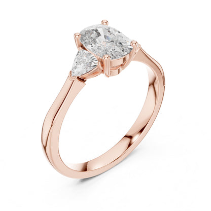 Cushion Three Stone Lab Grown Diamond Engagement Ring