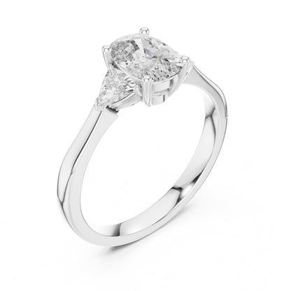 Cushion Three Stone Lab Grown Diamond Engagement Ring