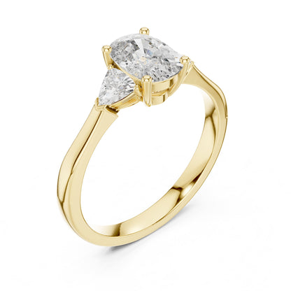 Cushion Three Stone Lab Grown Diamond Engagement Ring