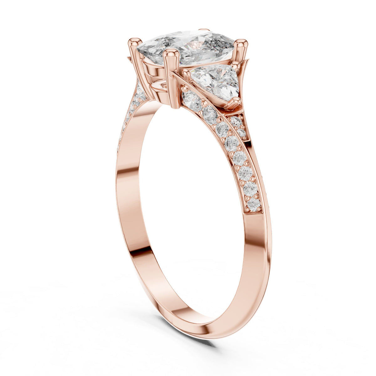 Cushion Three Stone Lab Grown Diamond Engagement Ring