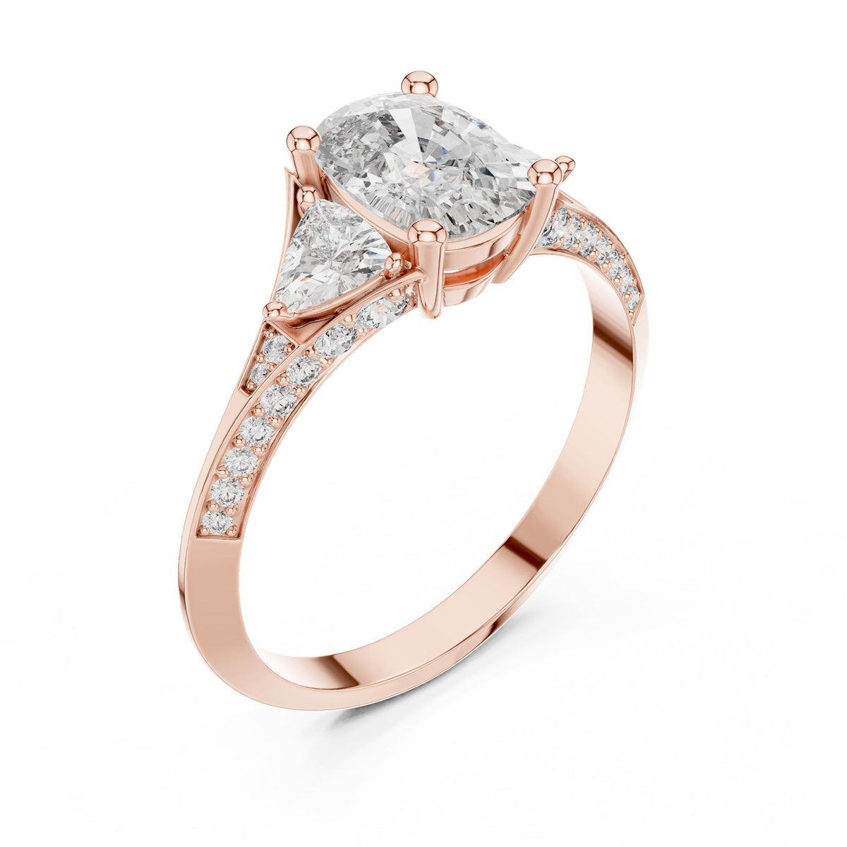 Cushion Three Stone Lab Grown Diamond Engagement Ring