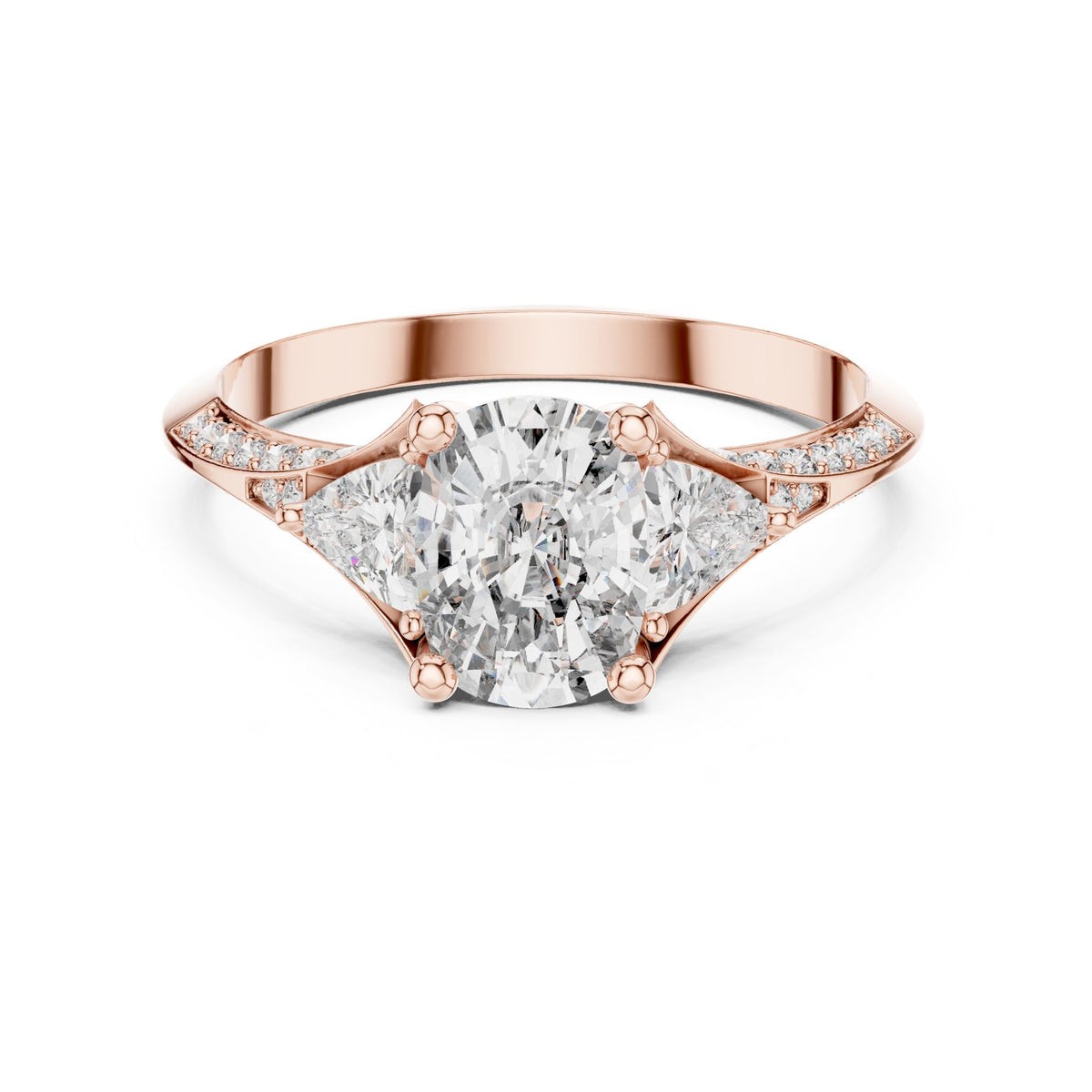 Cushion Three Stone Lab Grown Diamond Engagement Ring