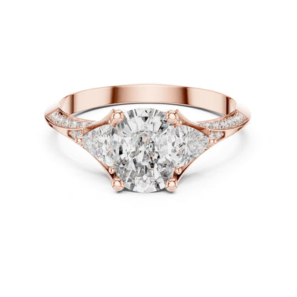 Cushion Three Stone Lab Grown Diamond Engagement Ring