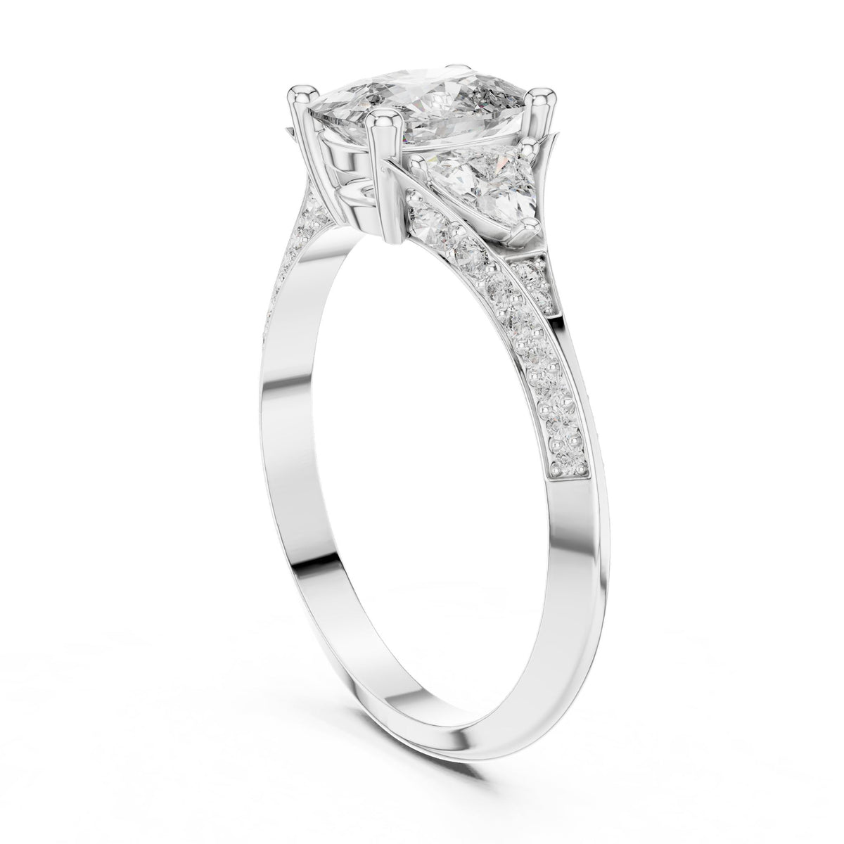Cushion Three Stone Lab Grown Diamond Engagement Ring
