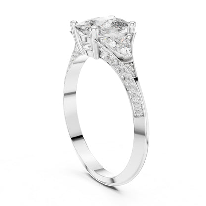 Cushion Three Stone Lab Grown Diamond Engagement Ring