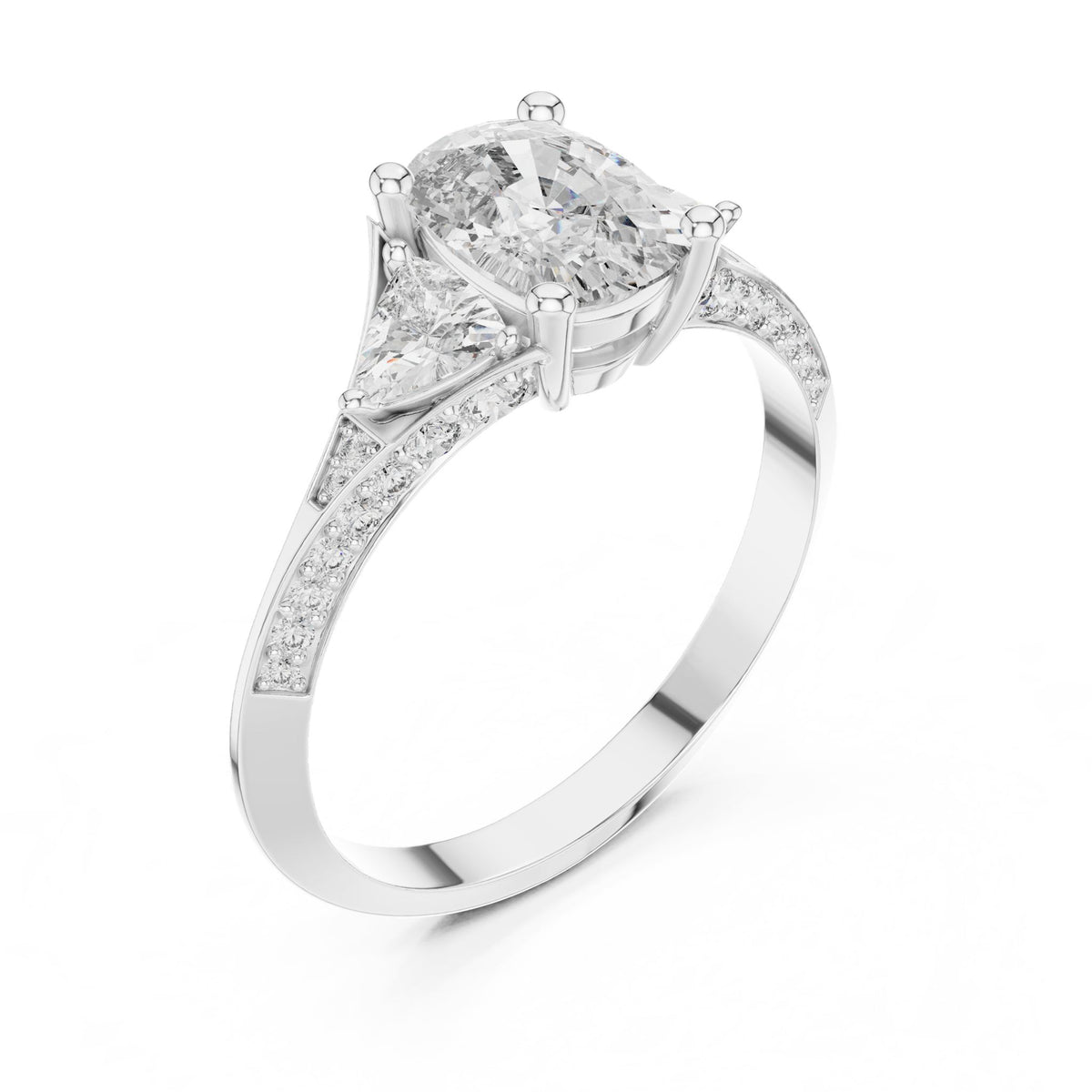 Cushion Three Stone Lab Grown Diamond Engagement Ring