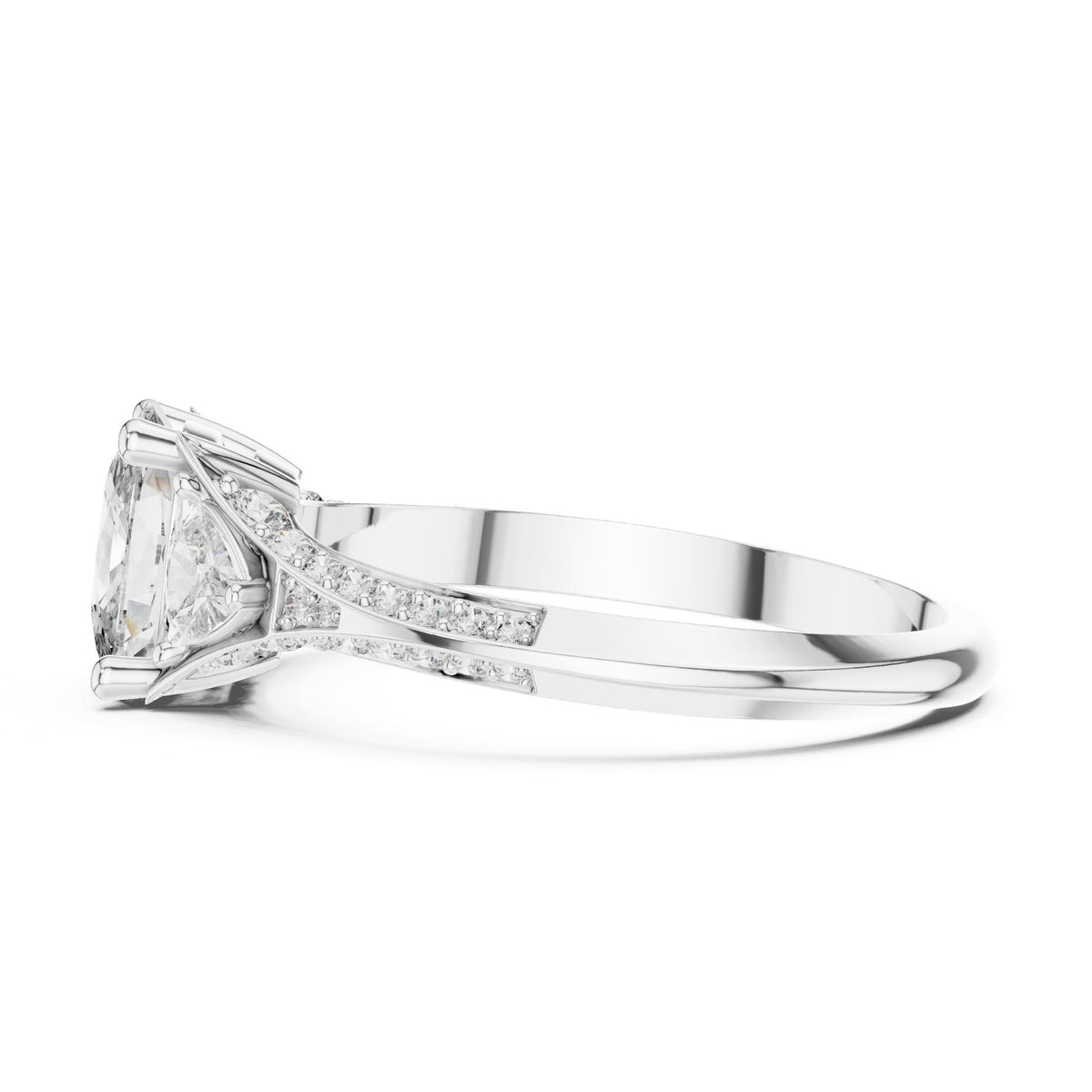 Cushion Three Stone Lab Grown Diamond Engagement Ring