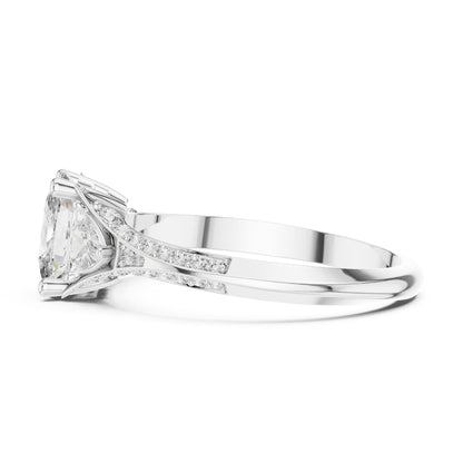 Cushion Three Stone Lab Grown Diamond Engagement Ring