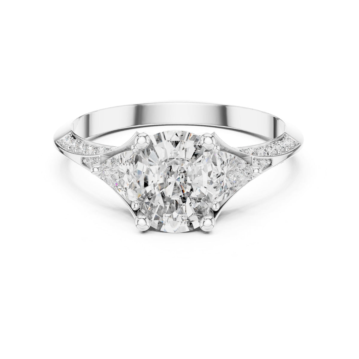 Cushion Three Stone Lab Grown Diamond Engagement Ring